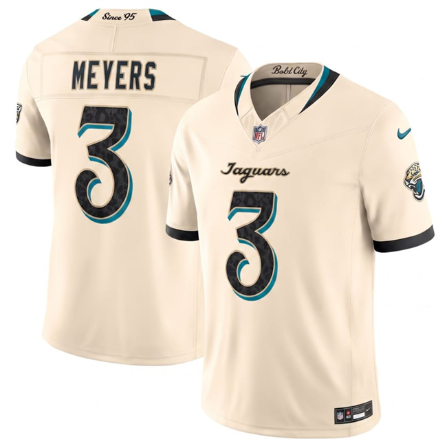 Men's Cream Jacksonville Jaguars #3 Jakobi Meyers 2026 F.U.S.E. Rivalries Collection Limited Stitched Football Jersey